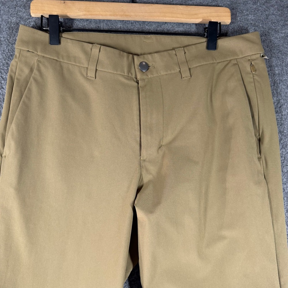 Lululemon Commission Slim Fit Pants Mens 34 Khaki Tan Technical Chino Trousers - Picture 2 of 13